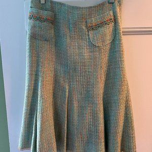 Cynthia Steffe Mint Green Tweed Skirt with Orange details